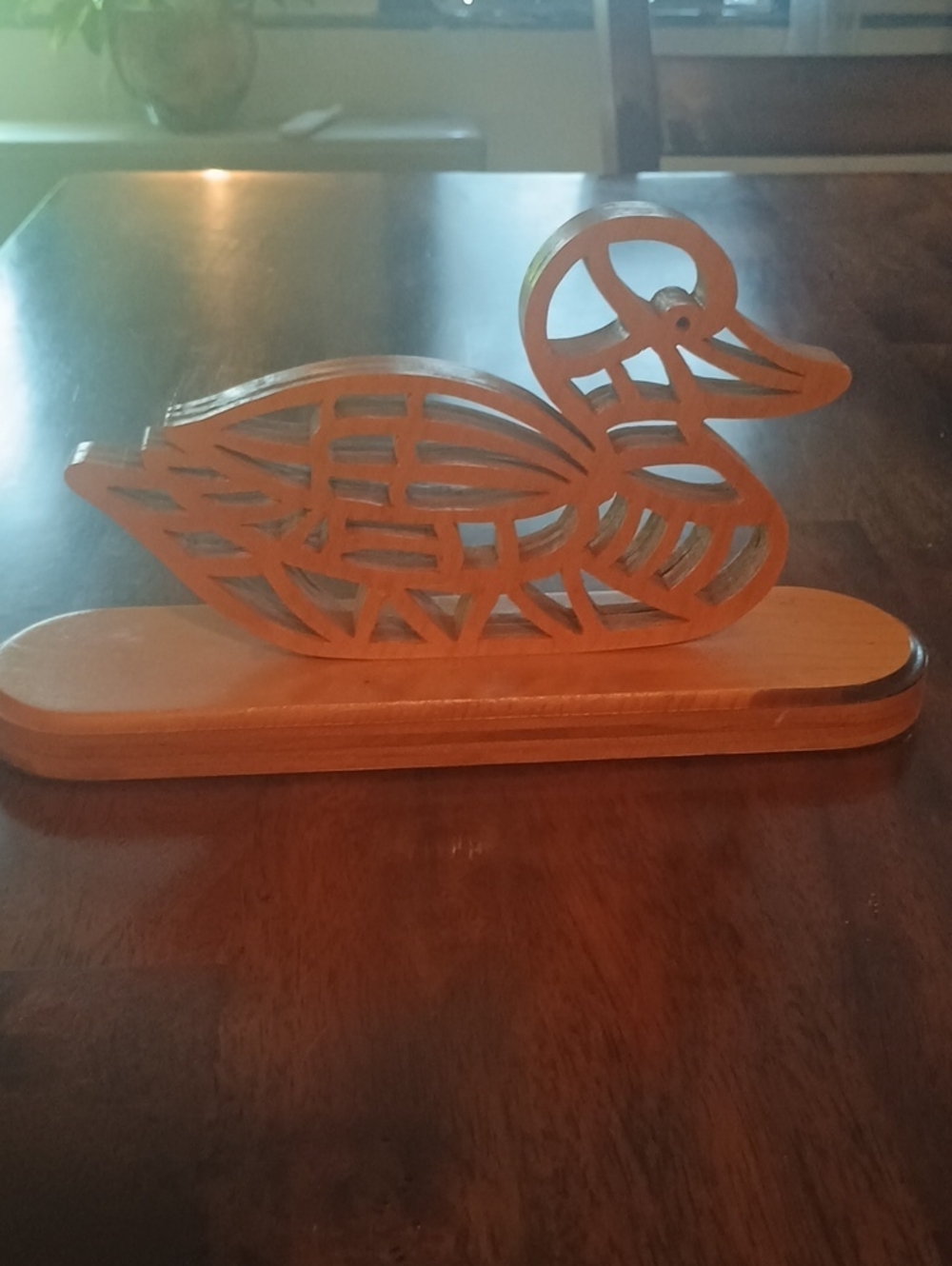 Wooden Decorative Duck Figurine - Natural Wood Tone